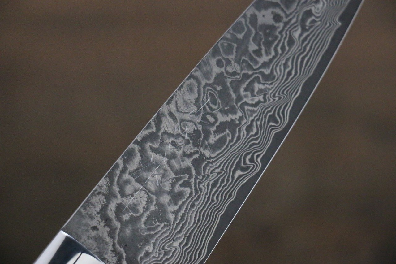 Takeshi Saji R2/SG2 Black Damascus Petty Japanese Chef Knife 135mm with Iron Wood handle - Japanny - Best Japanese Knife