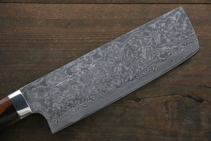 Takeshi Saji R2/SG2 Black Damascus Nakiri Japanese Chef Knife 165mm with Iron Wood handle - Japanny - Best Japanese Knife