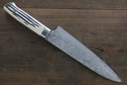 Takeshi Saji R2/SG2 Black Damascus Gyuto Japanese Chef Knife 180mm with Cow Bone Handle - Japanny - Best Japanese Knife