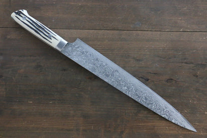 Takeshi Saji R2/SG2 Black Damascus Sujihiki Japanese Chef Knife 270mm with Cow Bone Handle - Japanny - Best Japanese Knife