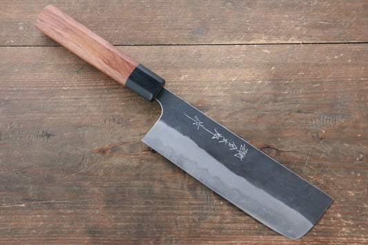 Thương hiệu Yoshimi Kato Thép siêu xanh Kurouchi Dao thái rau chuyên dụng Nakiri dao Nhật 165mm gỗ Honduras đenChuôi dao