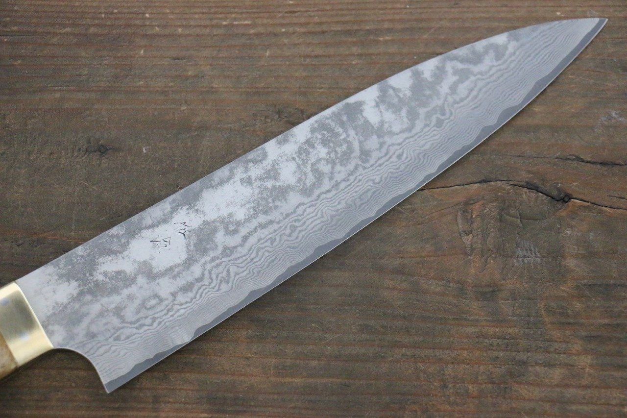 Takeshi Saji VG10 Black Damascus Gyuto Japanese Chef Knife 210mm with Brown Bone Handle - Japanny - Best Japanese Knife