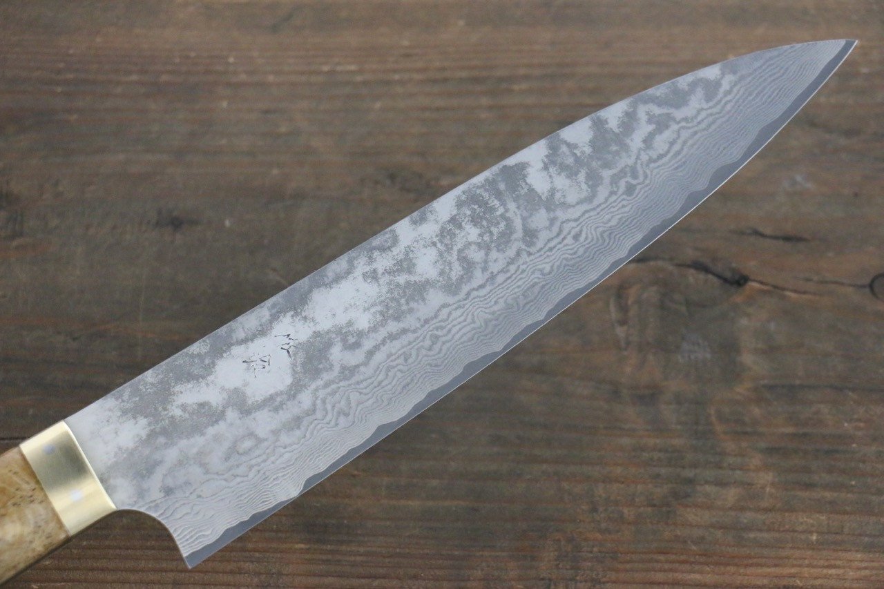 Takeshi Saji VG10 Black Damascus Gyuto Japanese Chef Knife 210mm with Brown Bone Handle - Japanny - Best Japanese Knife