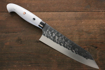 Yu Kurosaki Yu Kurosaki Shizuku R2/SG2 Hammered Bunka Japanese Knife 165mm with White Stone Handle - Japanny - Best Japanese Knife