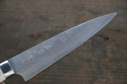 Takeshi Saji Blue Steel No.2 Colored Damascus  Petty Japanese Chef Knife 135mm with White Bone handle - Japanny - Best Japanese Knife