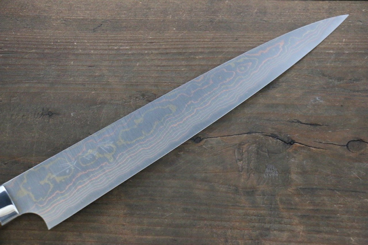 Takeshi Saji Blue Steel No.2 Colored Damascus Sujihiki Japanese Chef Knife 270mm with Iron Wood handle - Japanny - Best Japanese Knife