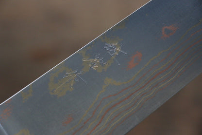 Takeshi Saji Blue Steel No.2 Colored Damascus  Sujihiki Japanese Chef Knife 240mm with White Bone Handle - Japanny - Best Japanese Knife