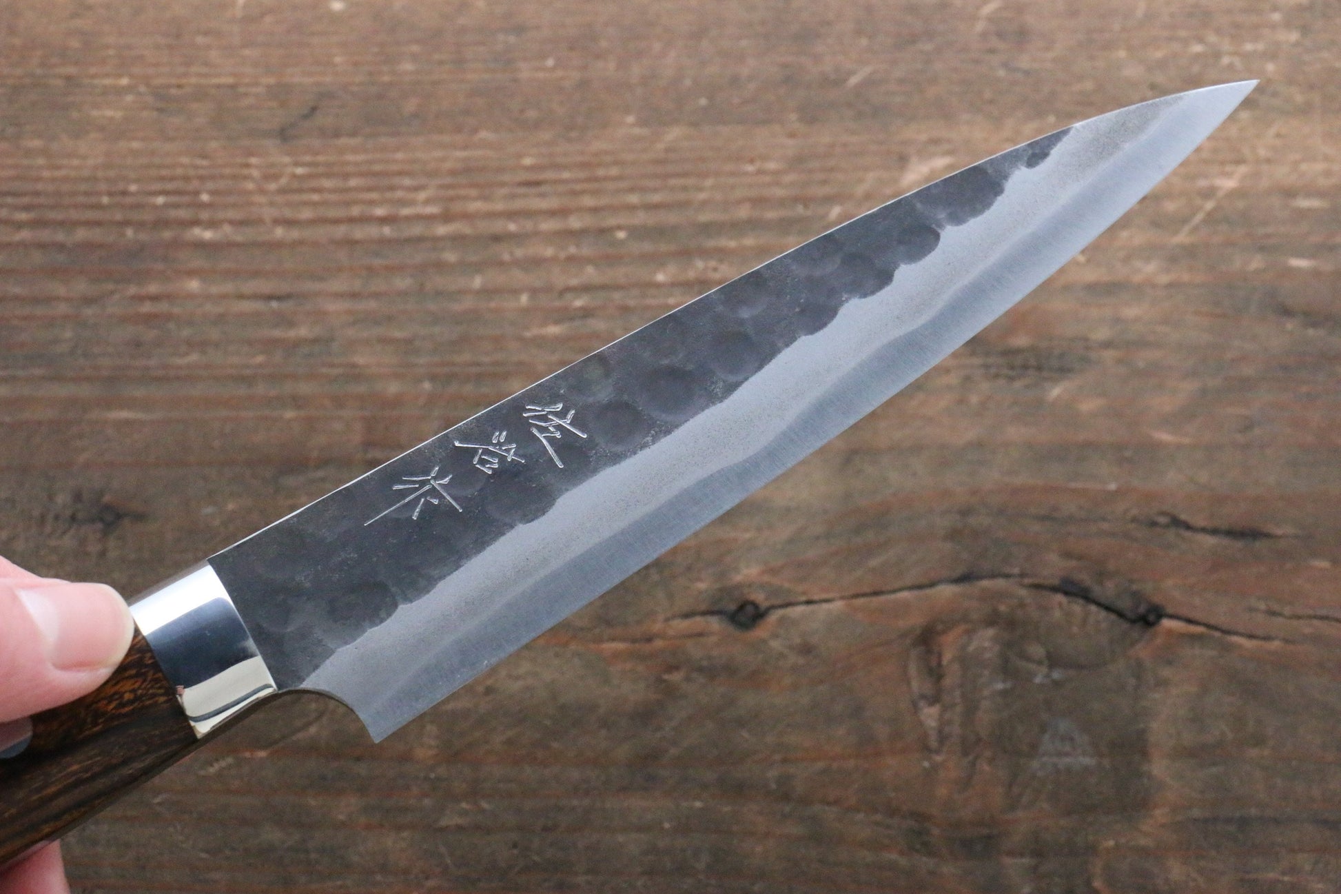 Takeshi Saji Blue Super Kurouchi Hammered Petty-Utility Japanese Knife 150mm with Ironwood Handle - Japanny - Best Japanese Knife