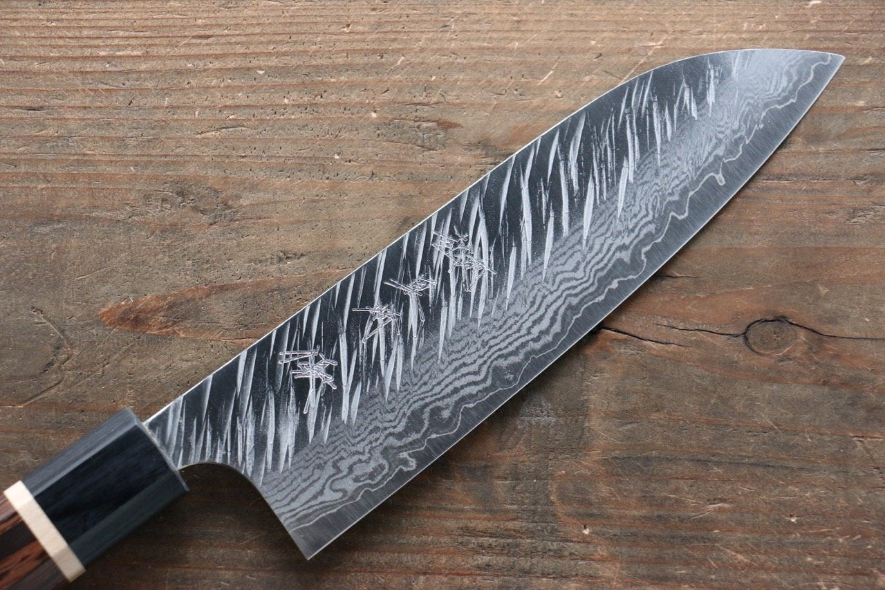 Yu Kurosaki Fujin VG10 Hammered Damascus Santoku Japanese Knife 165mm with Wenge Handle - Japanny - Best Japanese Knife