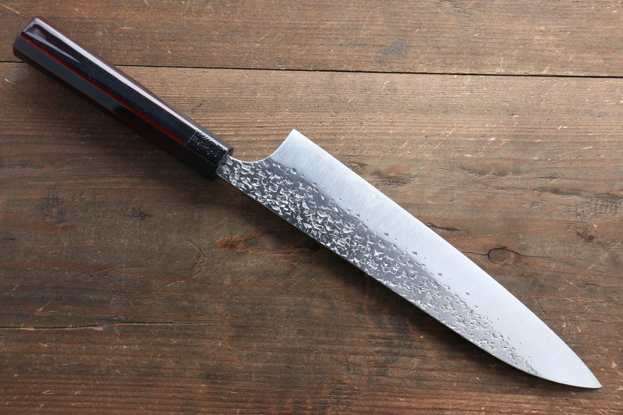 Yu Kurosaki Shizuku R2/SG2 Hammered Gyuto Japanese Knife 210mm with Lacquered Handle - Japanny - Best Japanese Knife