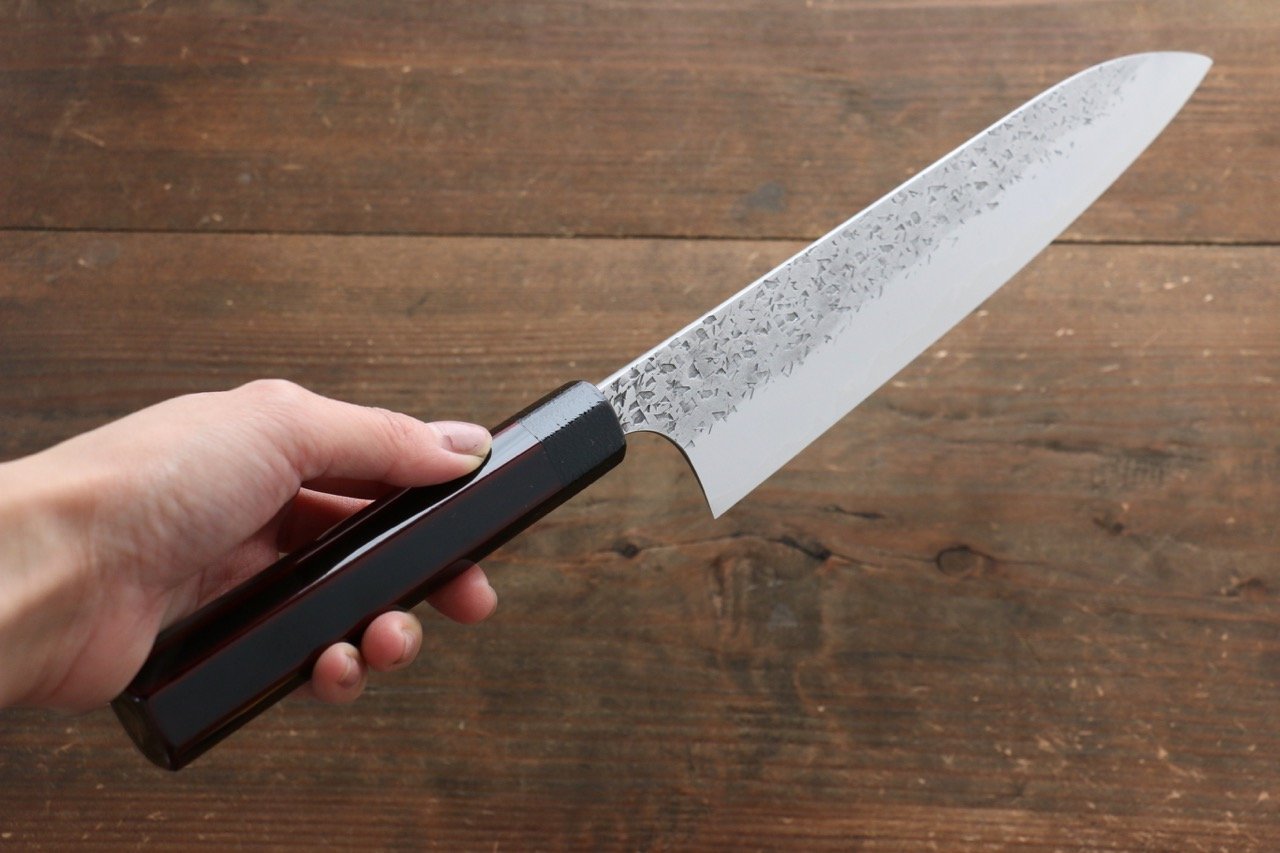 Yu Kurosaki Shizuku R2/SG2 Hammered Gyuto Japanese Knife 210mm with Lacquered Handle - Japanny - Best Japanese Knife