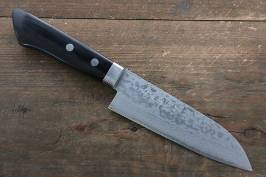 Kunihira Kunihira Sairyu VG10 Damascus Small Santoku Japanese Knife 135mm with Black Pakka wood Handle - Japanny - Best Japanese Knife