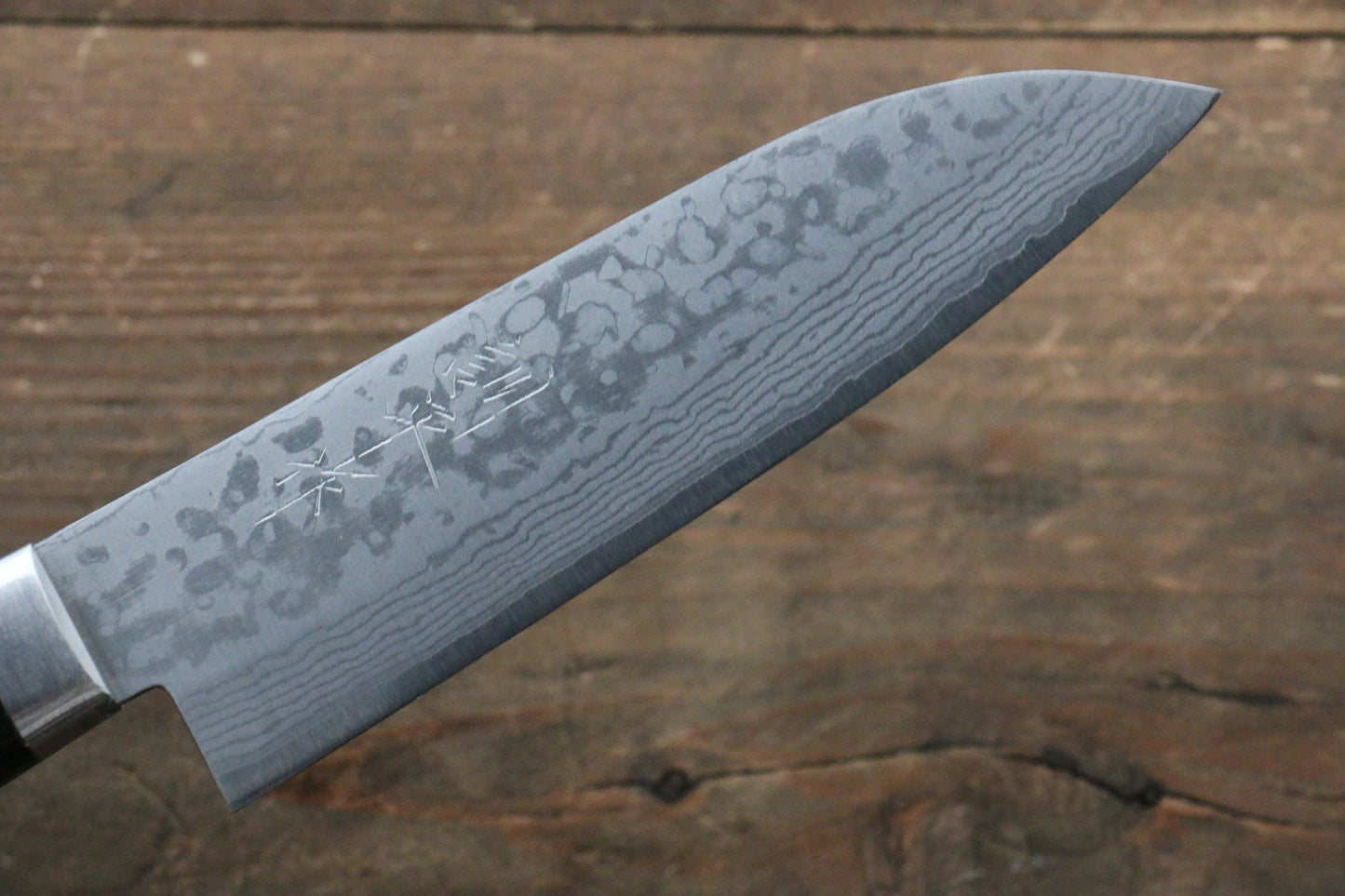 Kunihira Kunihira Sairyu VG10 Damascus Small Santoku Japanese Knife 135mm with Black Pakka wood Handle - Japanny - Best Japanese Knife