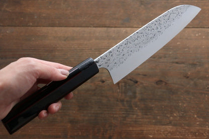 Yu Kurosaki Shizuku R2/SG2 Hammered Santoku Japanese Knife 165mm with Lacquered Handle - Japanny - Best Japanese Knife