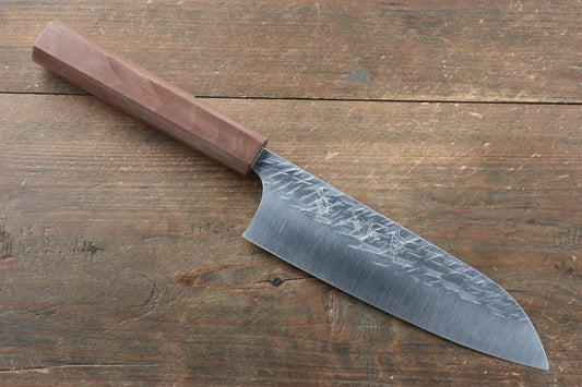 Yu Kurosaki Yu Kurosaki Raijin Cobalt Special Steel Hammered santoku Japanese Knife 165mm with Walnut Handle - Japanny - Best Japanese Knife