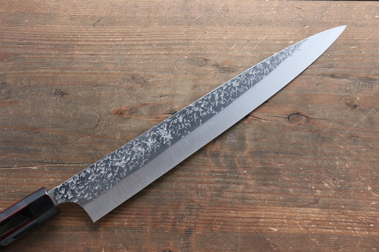 Yu Kurosaki Shizuku R2/SG2 Hammered Sujihiki Japanese Knife 270mm with Lacquered Handle - Japanny - Best Japanese Knife