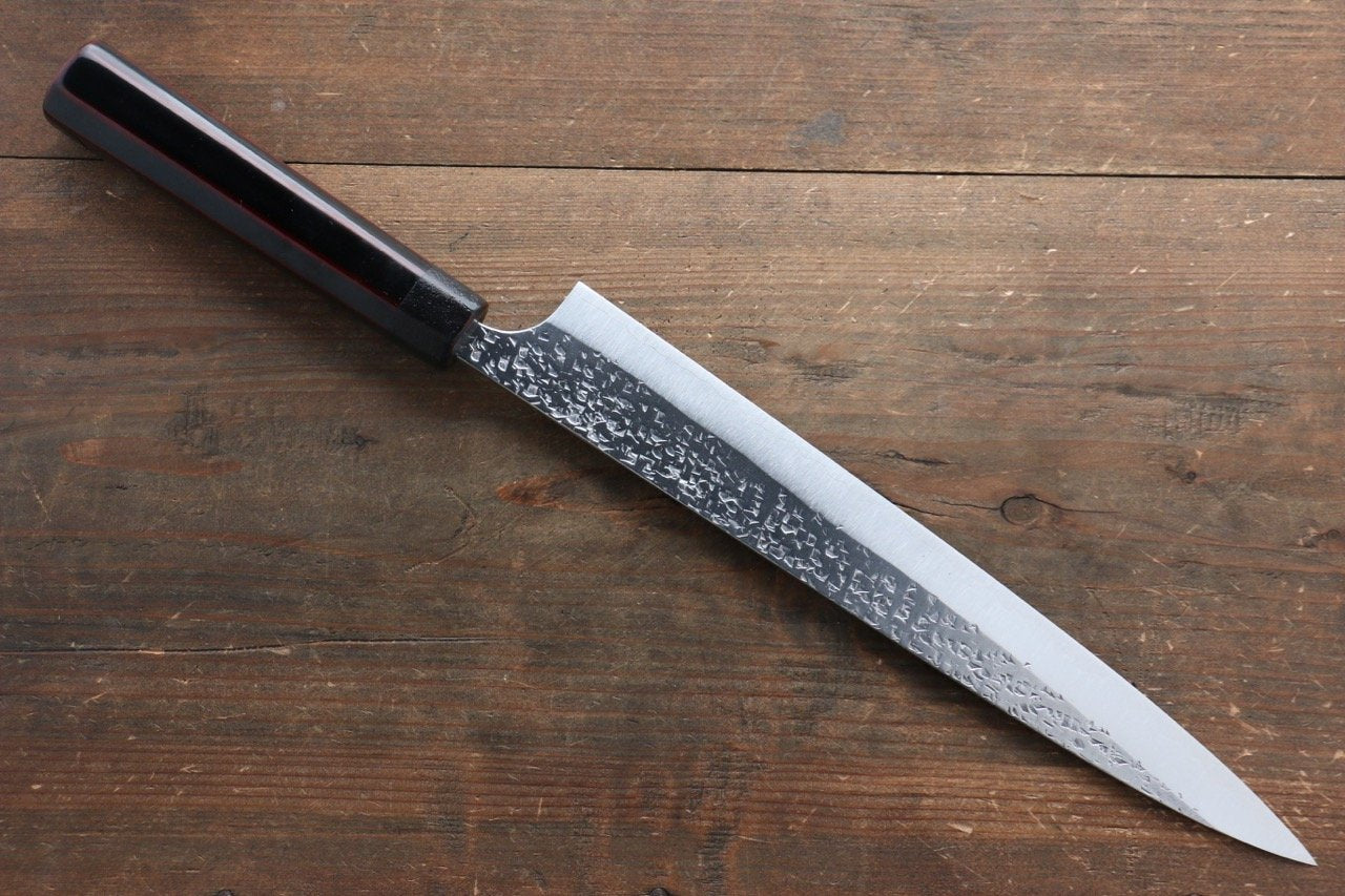 Yu Kurosaki Shizuku R2/SG2 Hammered Sujihiki Japanese Knife 270mm with Lacquered Handle - Japanny - Best Japanese Knife