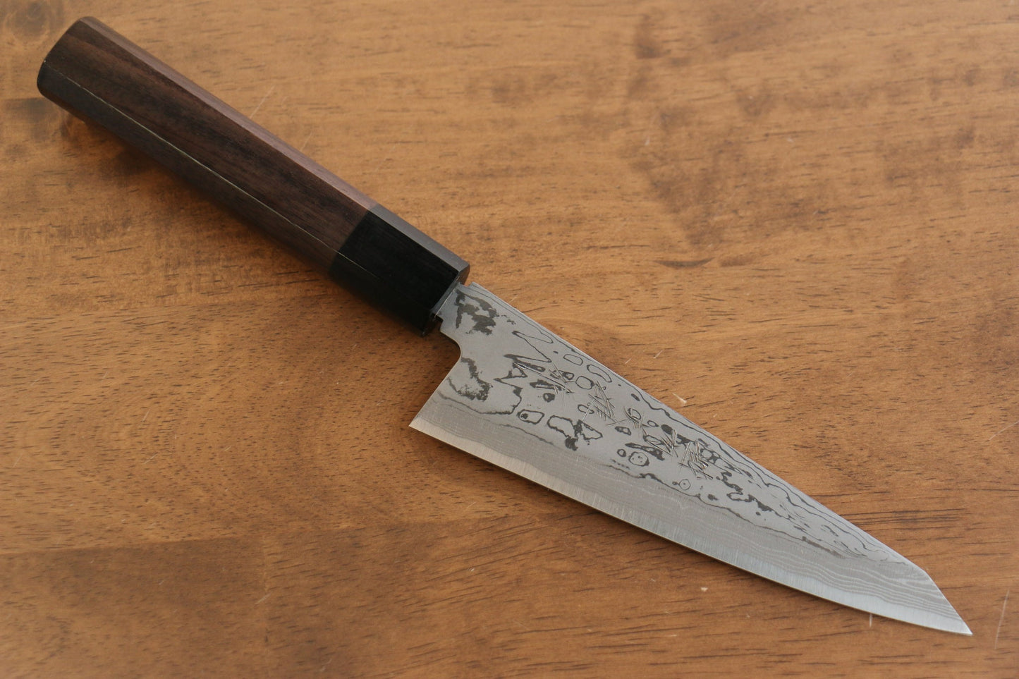 Thương hiệu Hideo Kitaoka Thép xanh No.2 Thép Damascus Dao lọc xương chuyên dụng Honesuki dao Nhật 150mm chuôi dao gỗ Mộc Lan