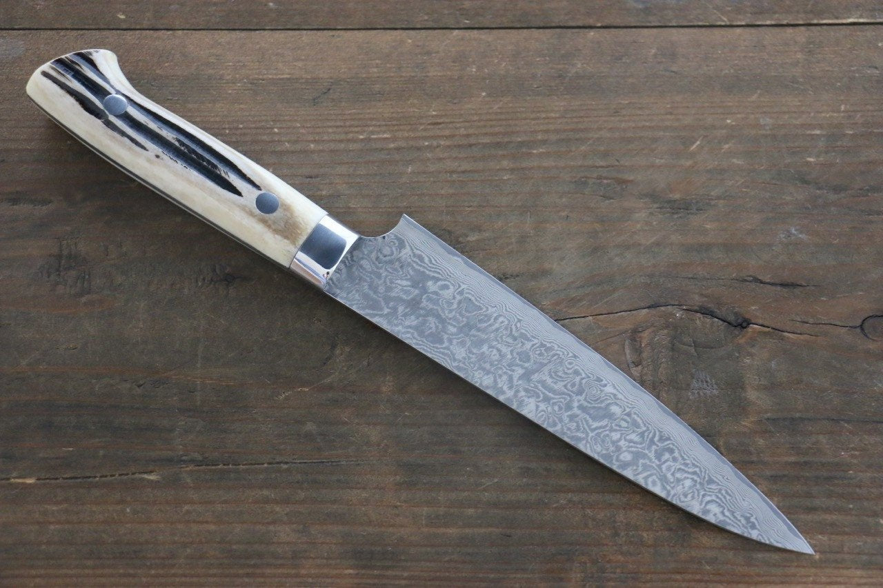 Takeshi Saji R2/SG2 Black Damascus Petty Japanese Chef Knife 150mm with Bone Handle - Japanny - Best Japanese Knife