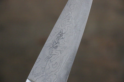 Takeshi Saji R2/SG2 Diamond Finish Damascus Petty Japanese Chef Knife 90mm with Iron Wood handle - Japanny - Best Japanese Knife