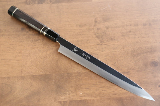 Marke Yu Kurosaki Blauer Stahl Nr. 2 hochglanzpoliert Yanagiba spezialisiertes Sashimi-Fischmesser Japanisches Messer 270 mm Griff aus Ebenholz