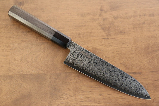 Thương hiệu Jajin VG10 Thép Damascus Dao đa năng Santoku dao Nhật 180mm chuôi dao gỗ Pakka xám
