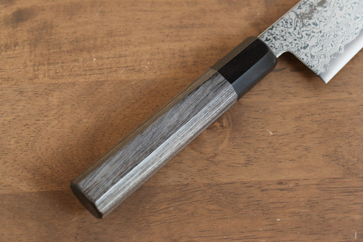 Thương hiệu Jajin VG10 Thép Damascus Dao đa năng Santoku dao Nhật 180mm chuôi dao gỗ Pakka xám