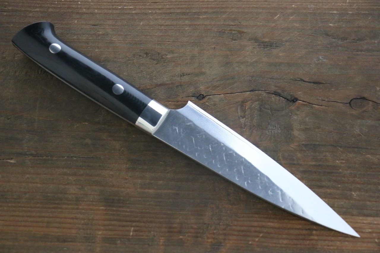 Takeshi Saji SRS13 Hammered Petty Japanese Chef Knife 130mm with Black Micarta handle - Japanny - Best Japanese Knife