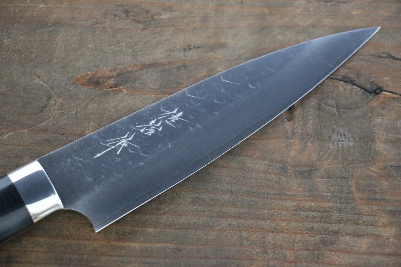 Takeshi Saji SRS13 Hammered Petty Japanese Chef Knife 130mm with Black Micarta handle - Japanny - Best Japanese Knife