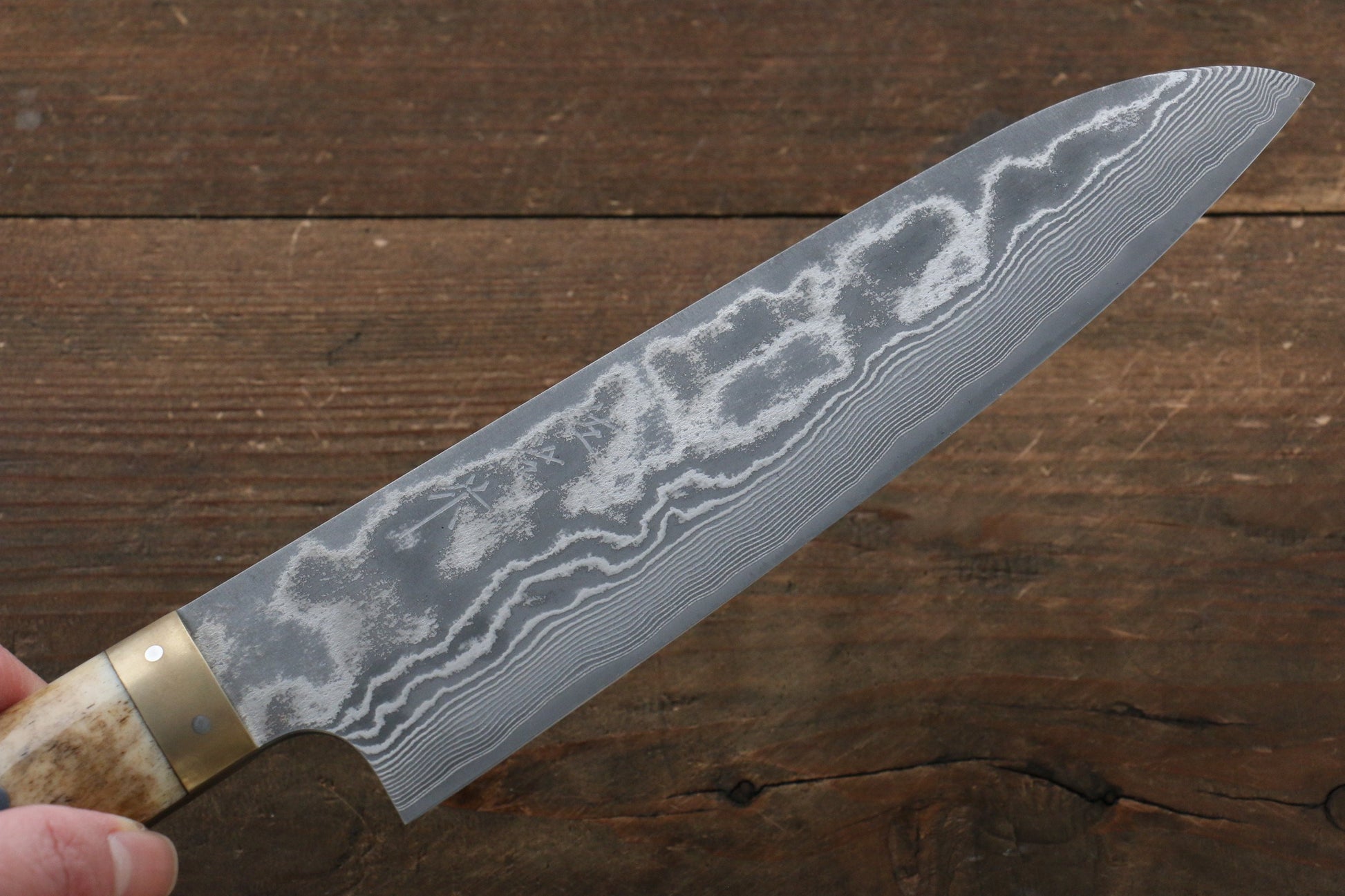 Takeshi Saji VG10 Black Damascus Santoku Japanese Knife 180mm with Yellow Cow Bone  Handle - Japanny - Best Japanese Knife