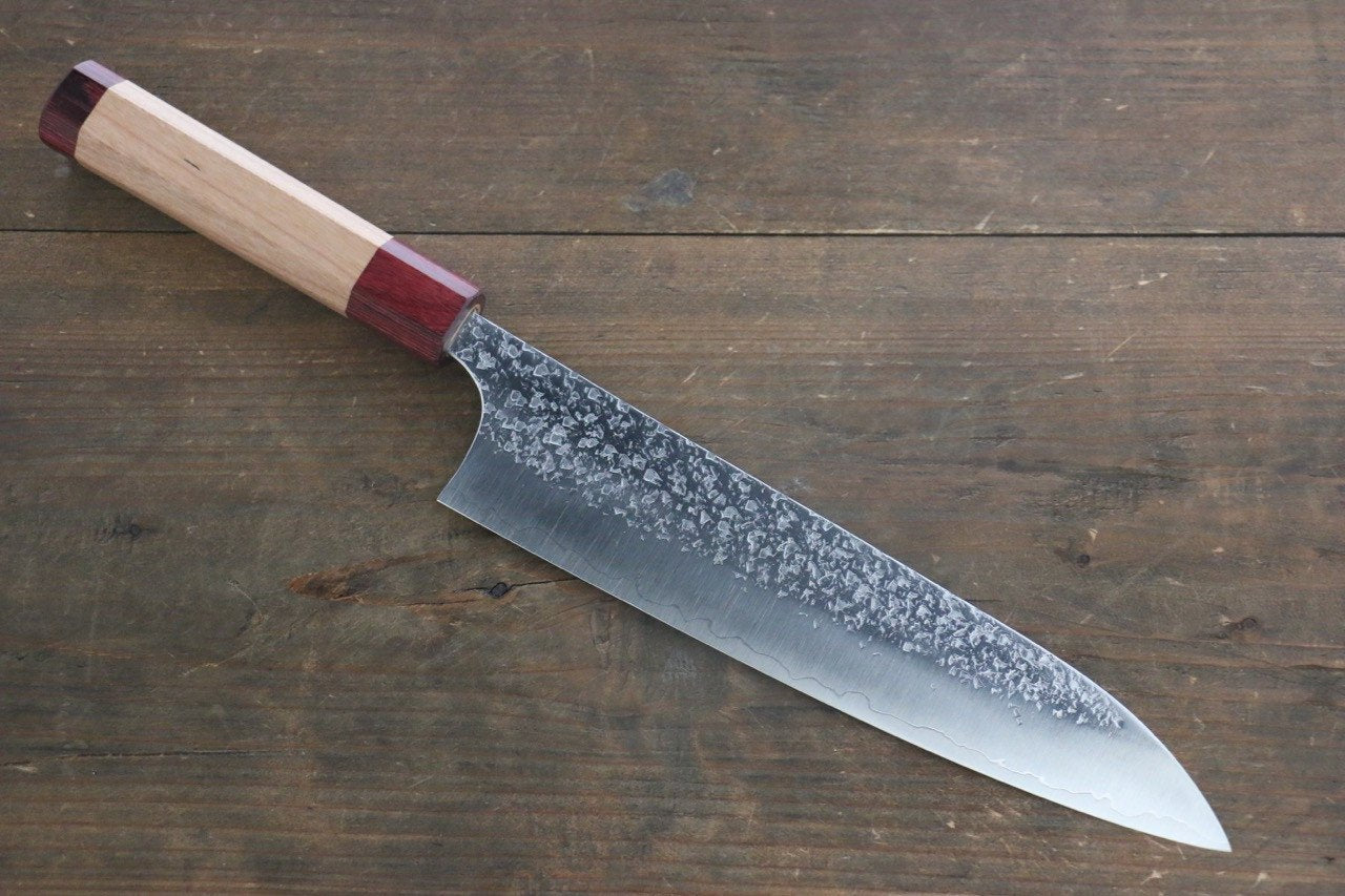 Yu Kurosaki Shizuku R2/SG Hammered Gyuto Japanese Chef Knife 210mm American Cherry Handle - Japanny - Best Japanese Knife