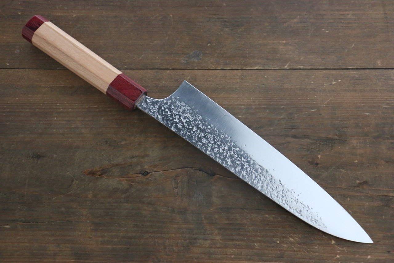 Yu Kurosaki Shizuku R2/SG Hammered Gyuto Japanese Chef Knife 210mm American Cherry Handle - Japanny - Best Japanese Knife