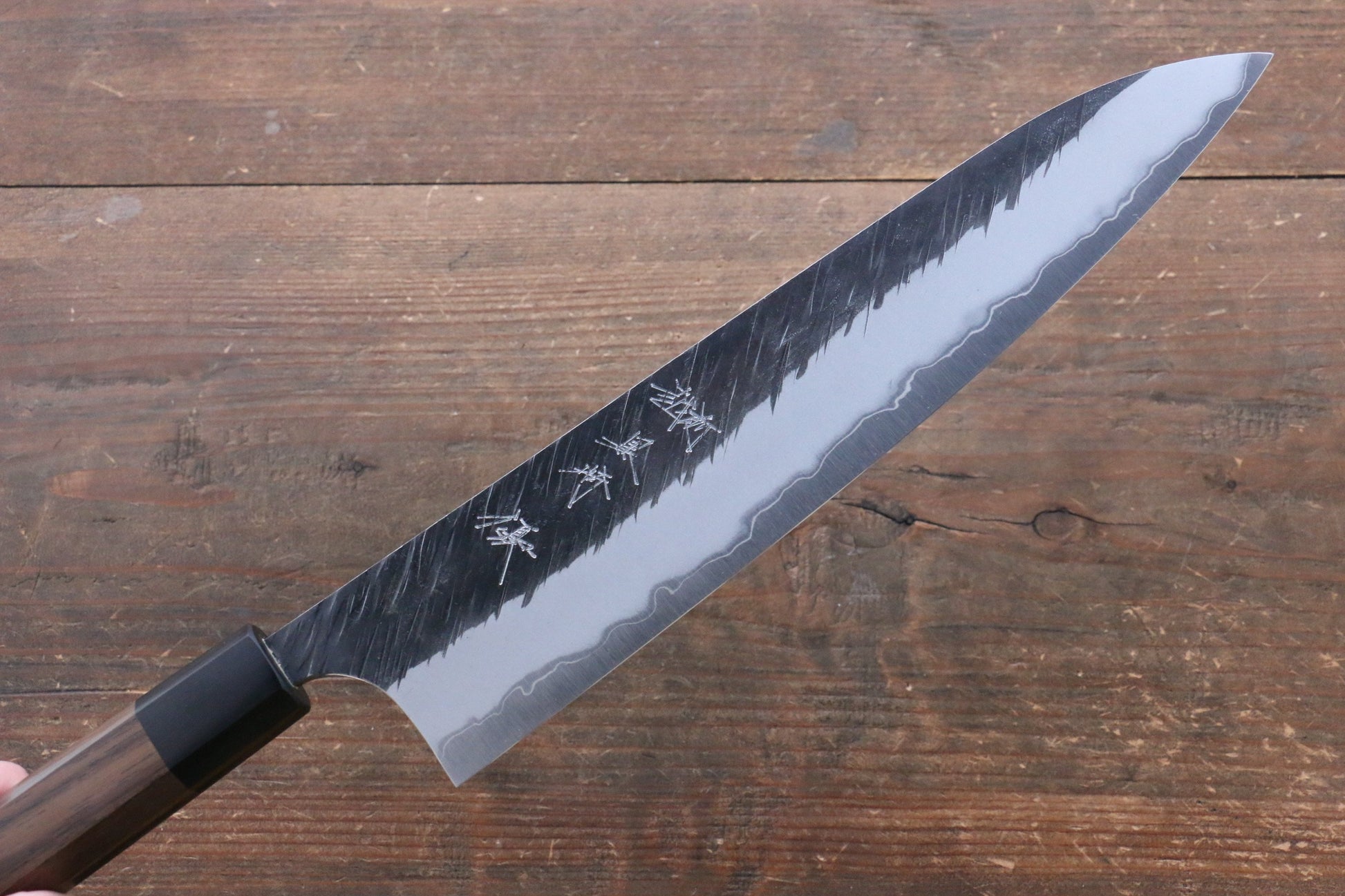 Yu Kurosaki Fujin Blue Super Hammered Gyuto Japanese Knife 240mm with Shitan Handle - Japanny - Best Japanese Knife