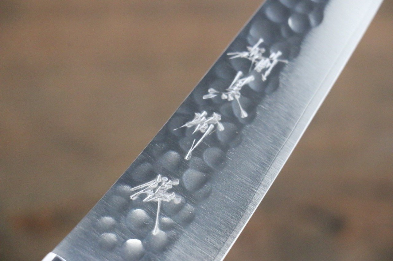 Yu Kurosaki Blue R2 Clad Hammered Petty Japanese Chef Knife 150mm White Stone Handle - Japanny - Best Japanese Knife