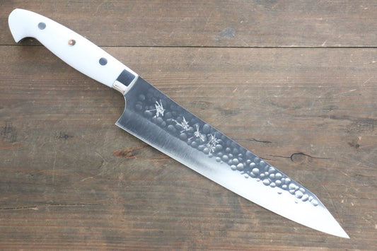 Yu Kurosaki R2/SG2 Steel Hammered Japanese Chef���������s Gyuto Knife 210mm White Stone Handle - Japanny - Best Japanese Knife