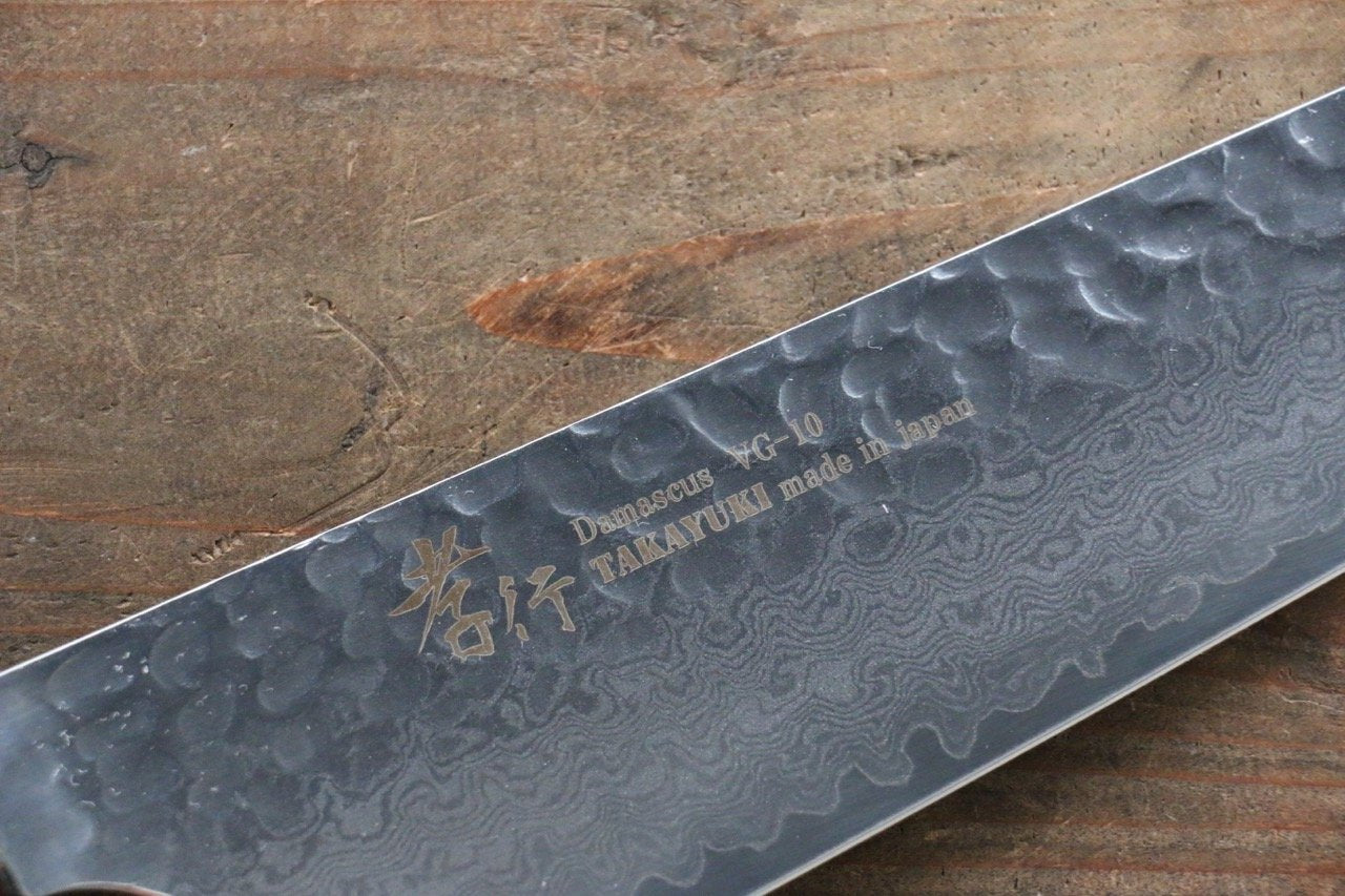 Sakai Takayuki VG10 33 Layer Damascus  Kengata Gyuto Japanese Chef Knife 190mm with Keyaki Handle(Japanese Elm) - Japanny - Best Japanese Knife