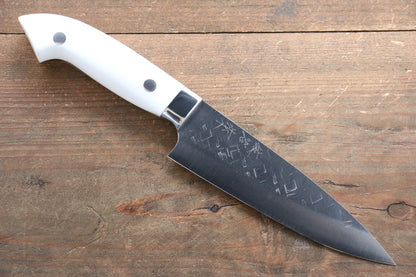 Takeshi Saji SRS13 Hammered Petty Japanese Chef Knife 130mm with White Stone Handle - Japanny - Best Japanese Knife