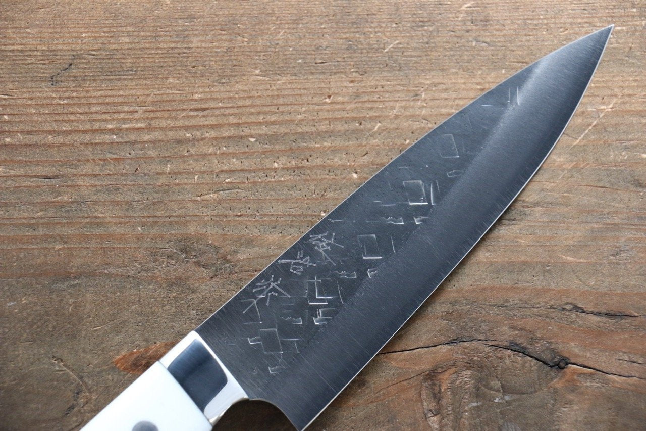 Takeshi Saji SRS13 Hammered Petty Japanese Chef Knife 130mm with White Stone Handle - Japanny - Best Japanese Knife