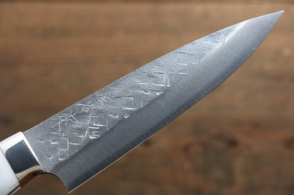 Takeshi Saji SRS13 Hammered Petty Japanese Chef Knife 130mm with White Stone Handle - Japanny - Best Japanese Knife