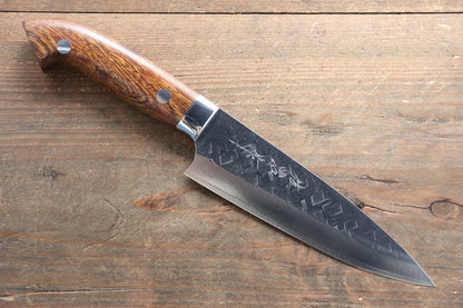 Takeshi Saji SRS13 Hammered Petty Japanese Chef Knife 130mm with Iron Wood Handle - Japanny - Best Japanese Knife