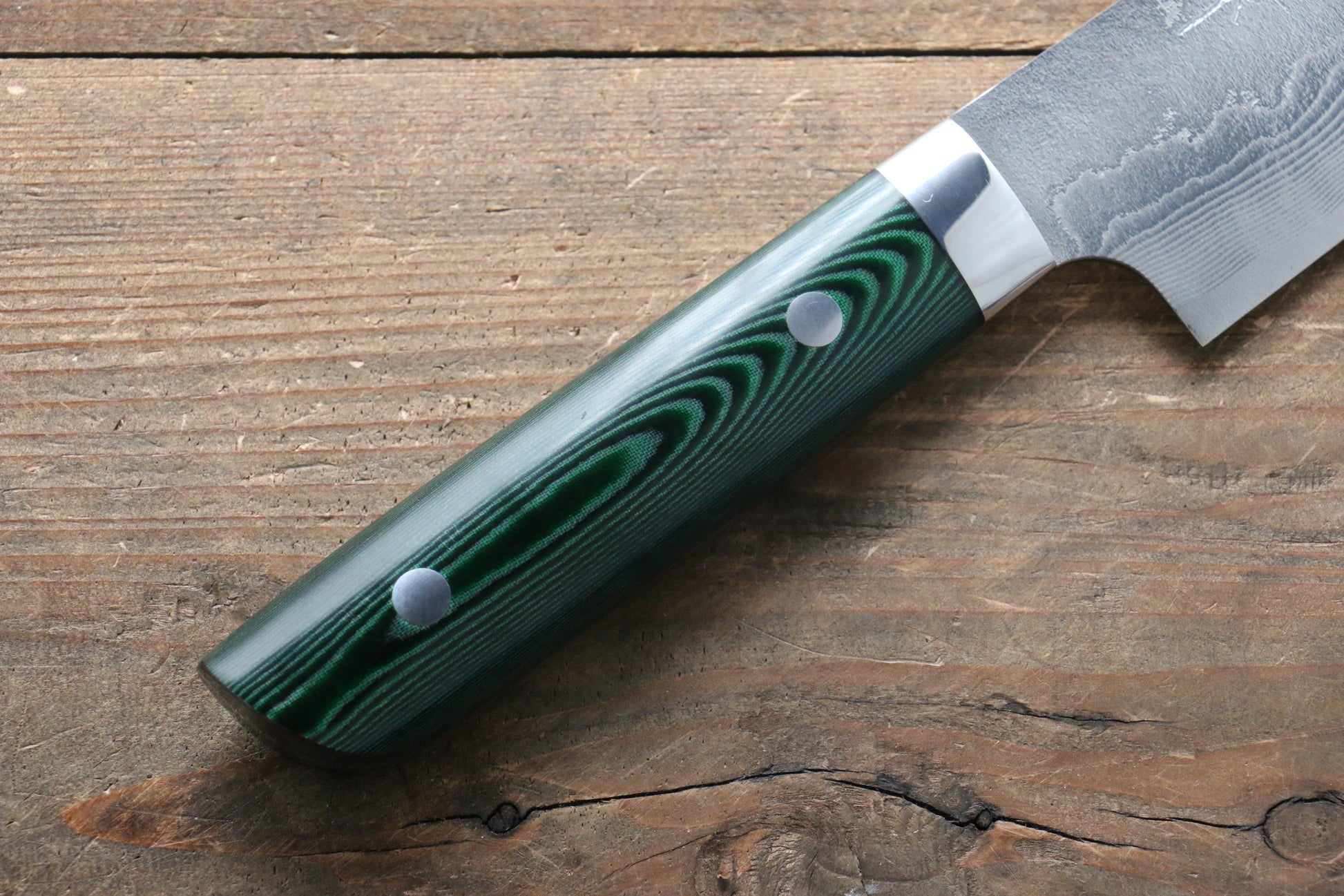 Takeshi Saji VG10 Diamond Finish Damascus Sujihiki Japanese Knife 270mm with Green Micarta Handle - Japanny - Best Japanese Knife