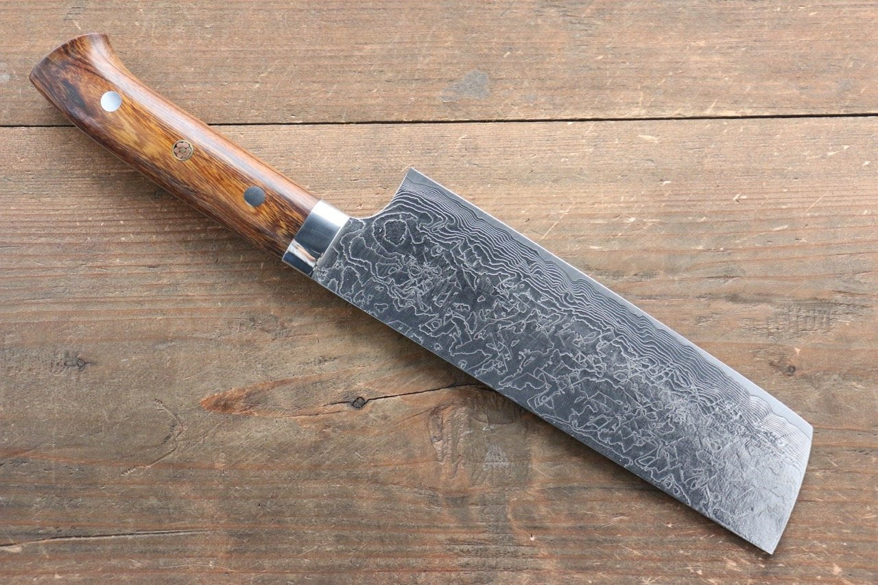 Takeshi Saji R2/SG2 Diamond Finish Nakiri Japanese Knife 170mm with Ironwood Handle - Japanny - Best Japanese Knife