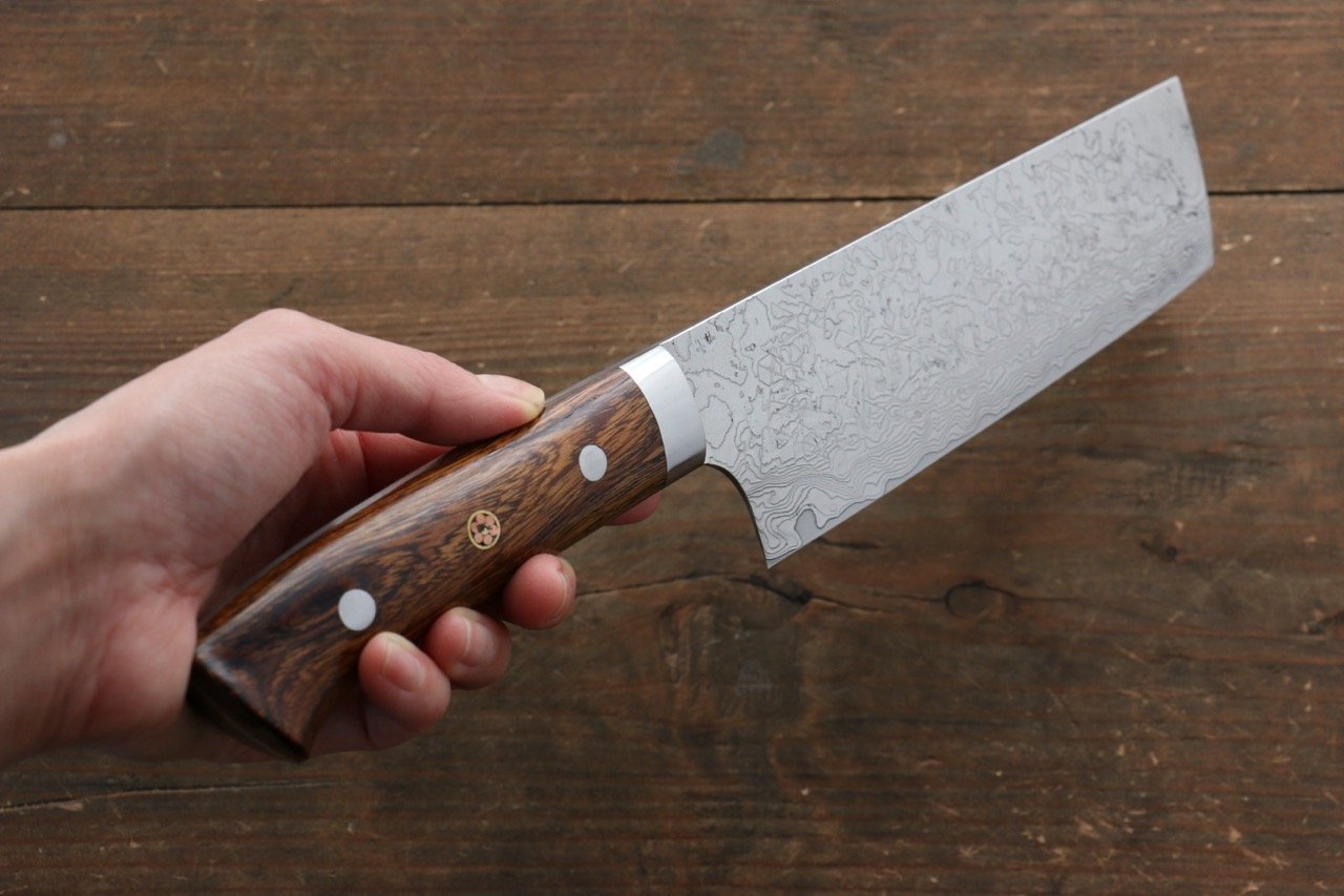 Takeshi Saji R2/SG2 Diamond Finish Nakiri Japanese Knife 170mm with Ironwood Handle - Japanny - Best Japanese Knife