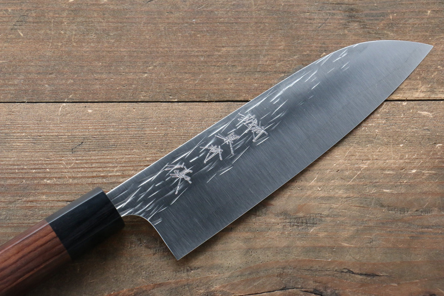 Yu Kurosaki Juhyo R2/SG2 Hammered Santoku Japanese Knife 165mm with Shitan (ferrule: Black Pakka wood) Handle - Japanny - Best Japanese Knife