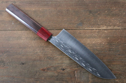 Yu Kurosaki Juhyo R2/SG2 Hammered Santoku Japanese Knife 165mm with Shitan (ferrule: Red Pakka wood) Handle - Japanny - Best Japanese Knife