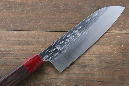 Yu Kurosaki Juhyo R2/SG2 Hammered Santoku Japanese Knife 165mm with Shitan (ferrule: Red Pakka wood) Handle - Japanny - Best Japanese Knife