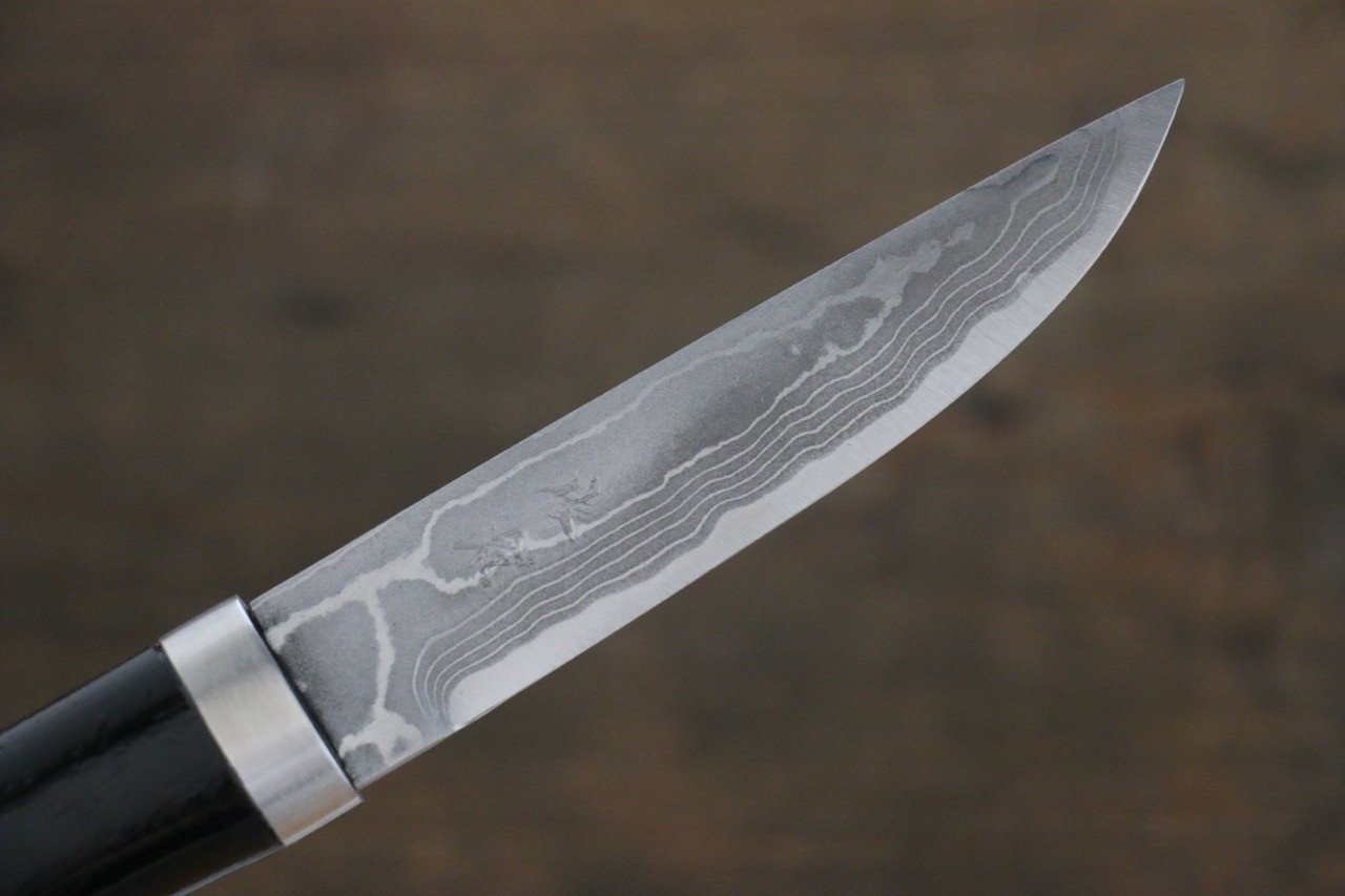 Takeshi Saji Ichimonji White Steel Damascus Japanese Knife 110mm With Case - Japanny - Best Japanese Knife