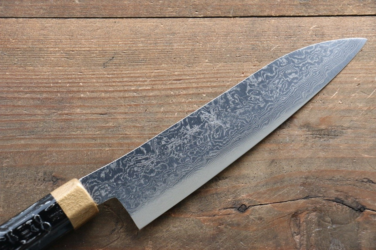 Yu Kurosaki R2/SG2 Damascus Small Santoku Japanese Knife 155mm with Gold Lacquered Handle - Japanny - Best Japanese Knife