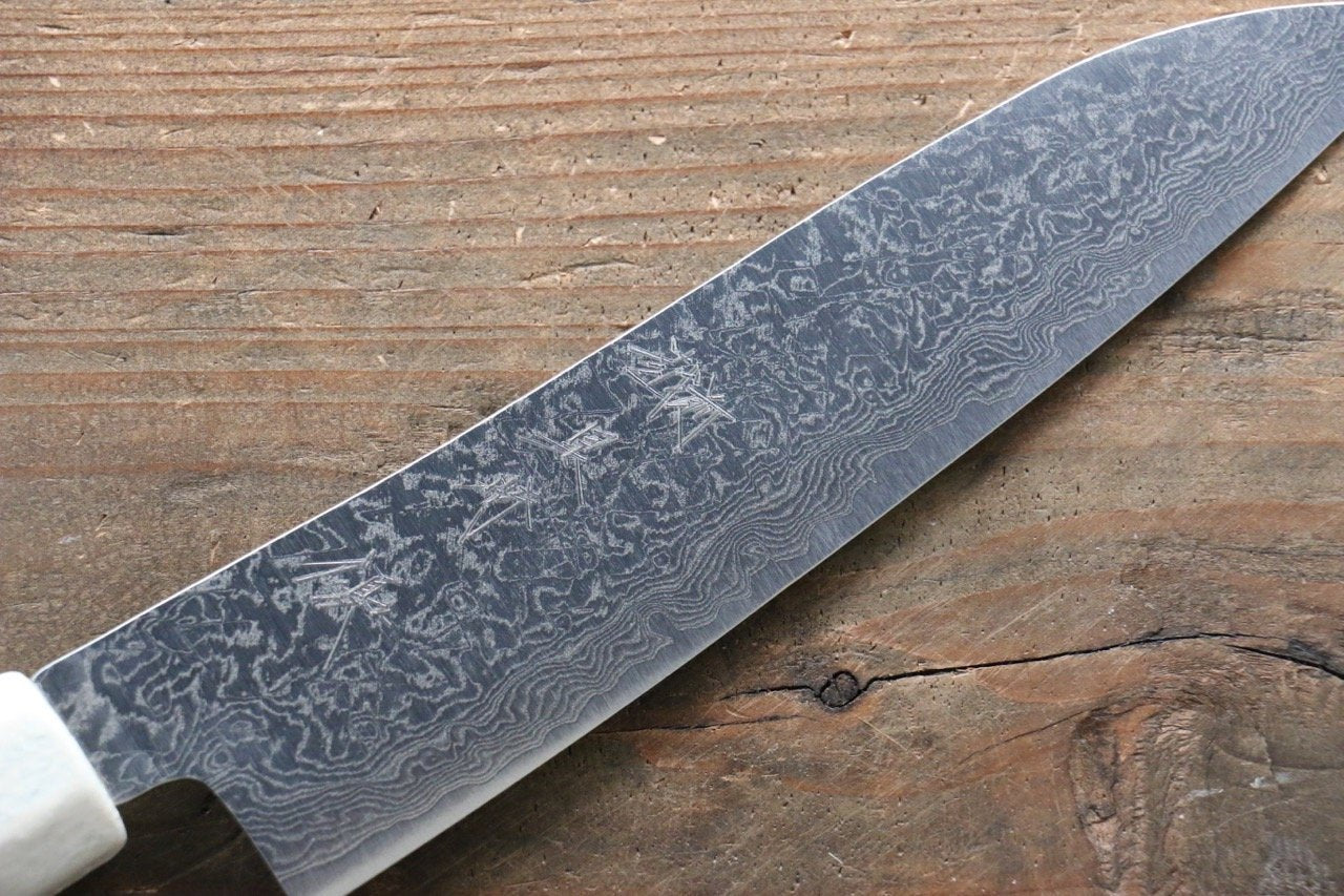 Yu Kurosaki R2/SG2 Damascus Small Santoku Japanese Knife 155mm with Red Lacquered Handle - Japanny - Best Japanese Knife