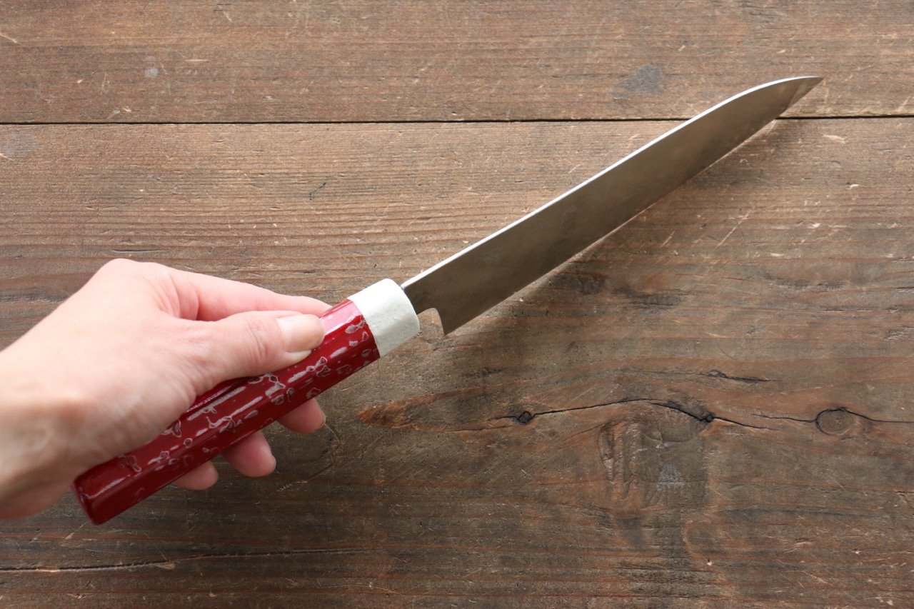 Yu Kurosaki R2/SG2 Damascus Small Santoku Japanese Knife 155mm with Red Lacquered Handle - Japanny - Best Japanese Knife